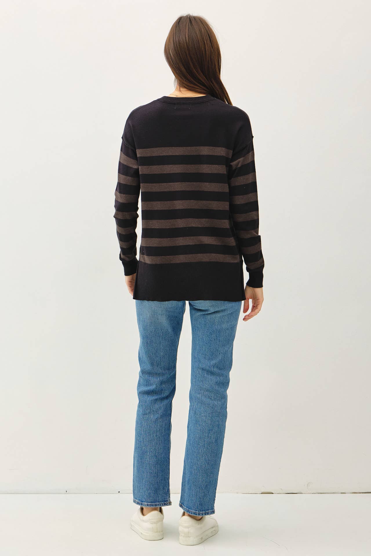 Sarah Striped Basic Sweater