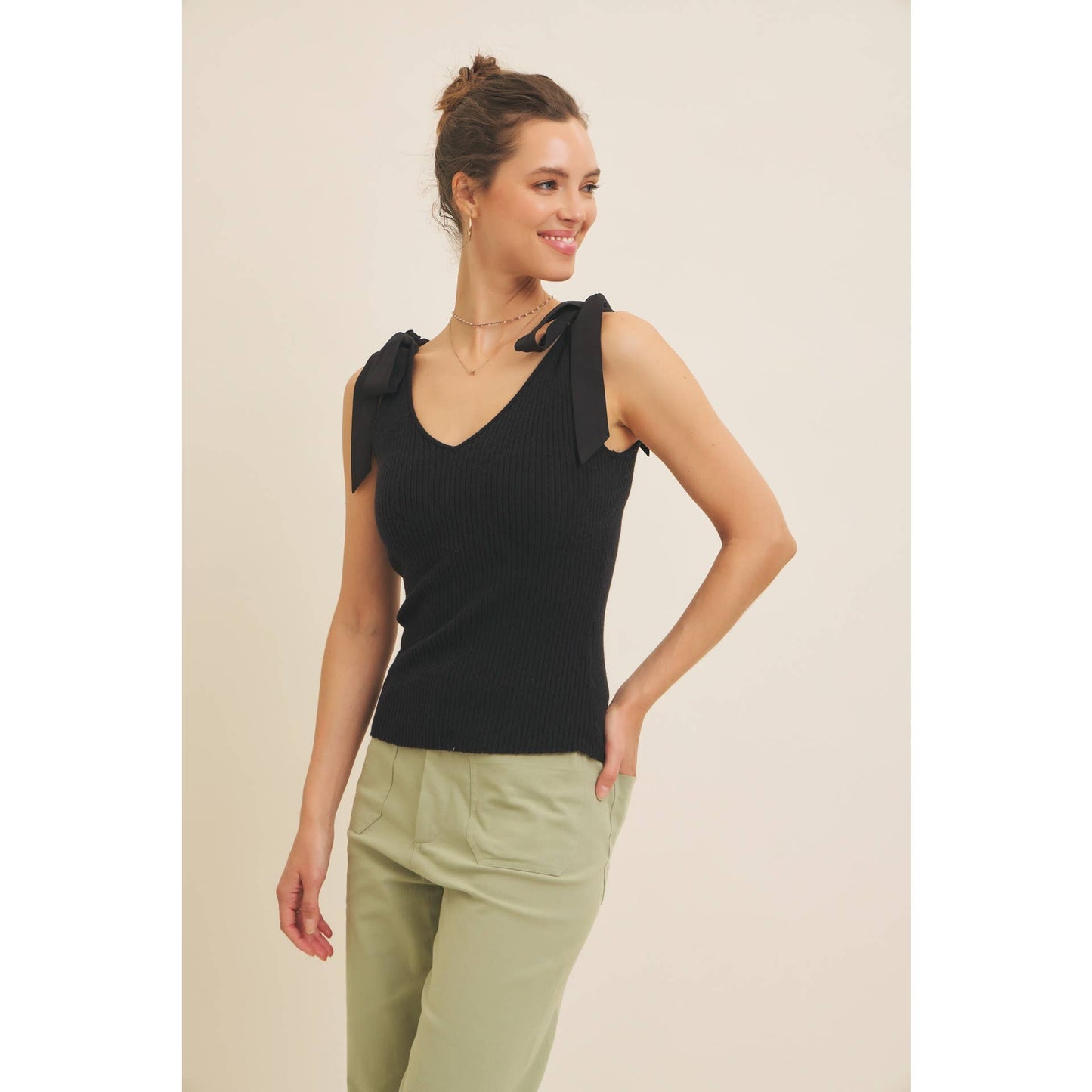 Tie Shoulder Sweater Tank