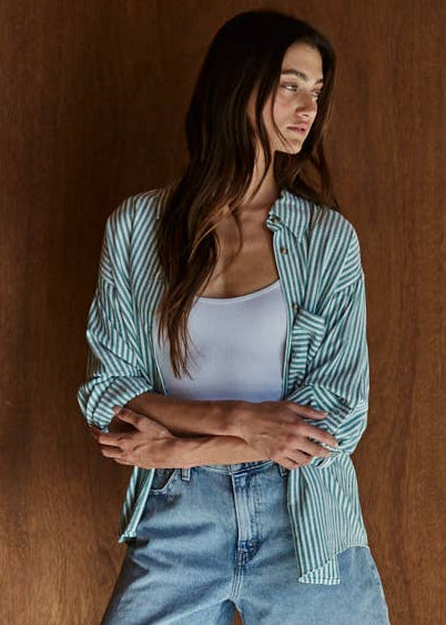 Classic Striped Button Up Collar Shirt