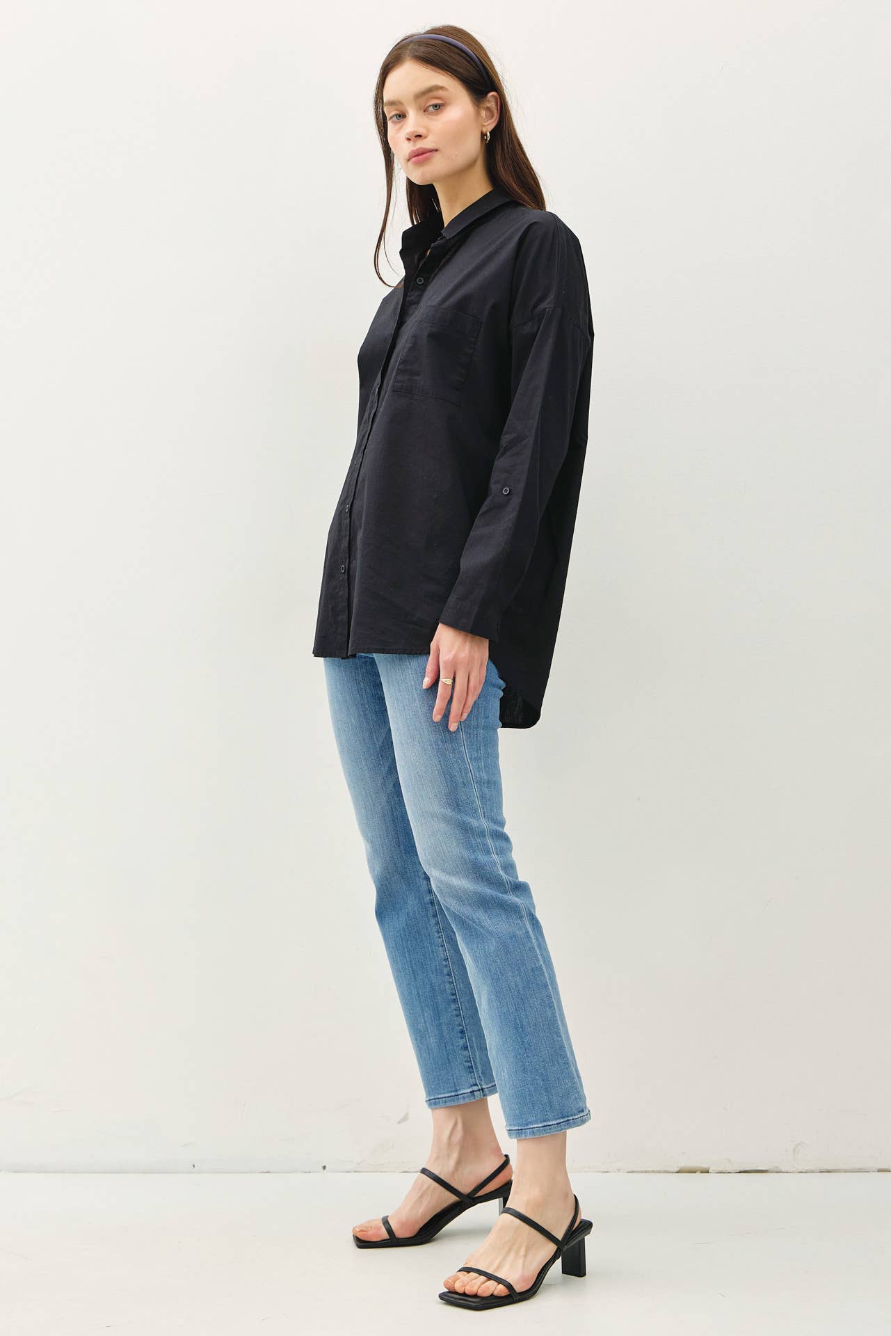 Oversized Basic Cotton Button-up