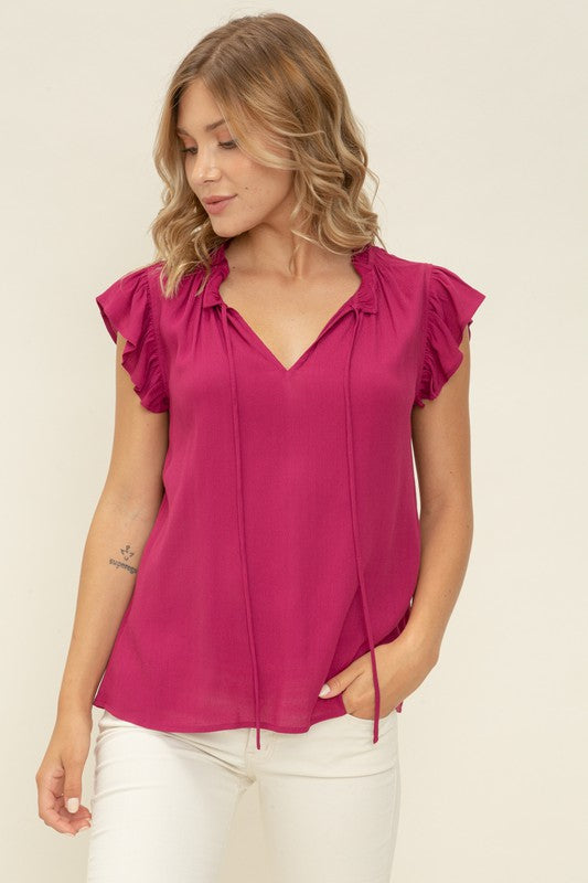 Raspberry Ruffle Top