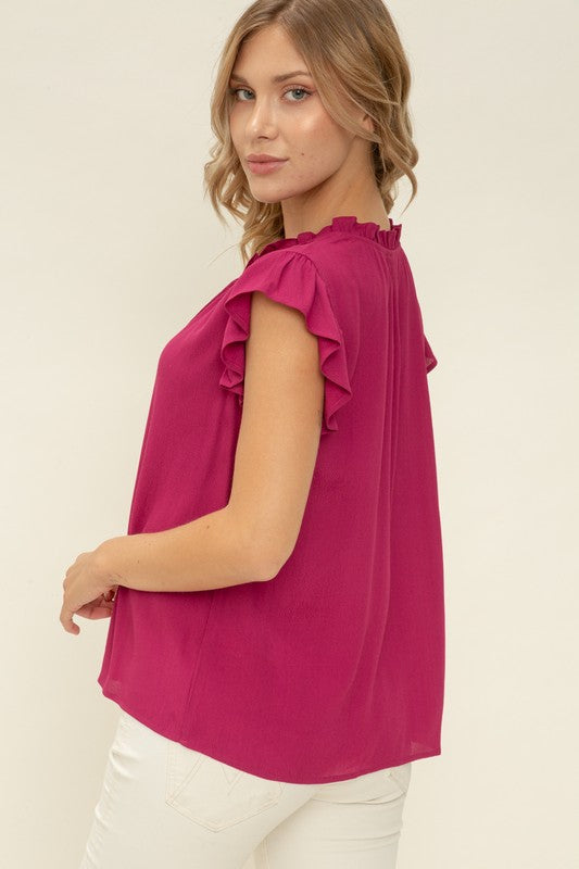Raspberry Ruffle Top