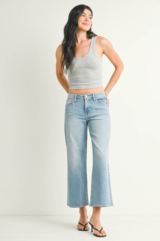 JUST BLACK DENIM Mid Rise Slim Wide Leg - Light Wash