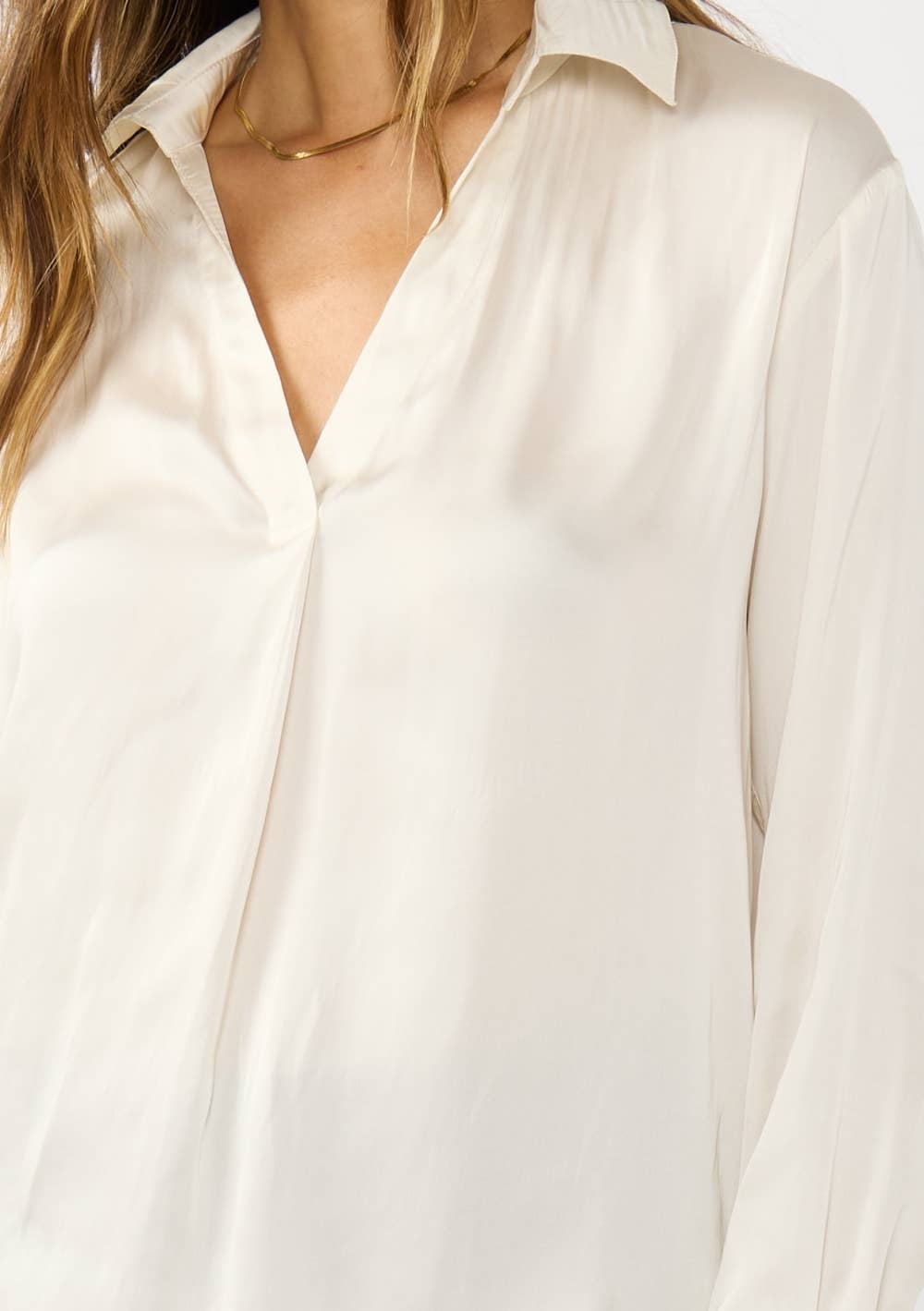 Split Neck Satin Blouse
