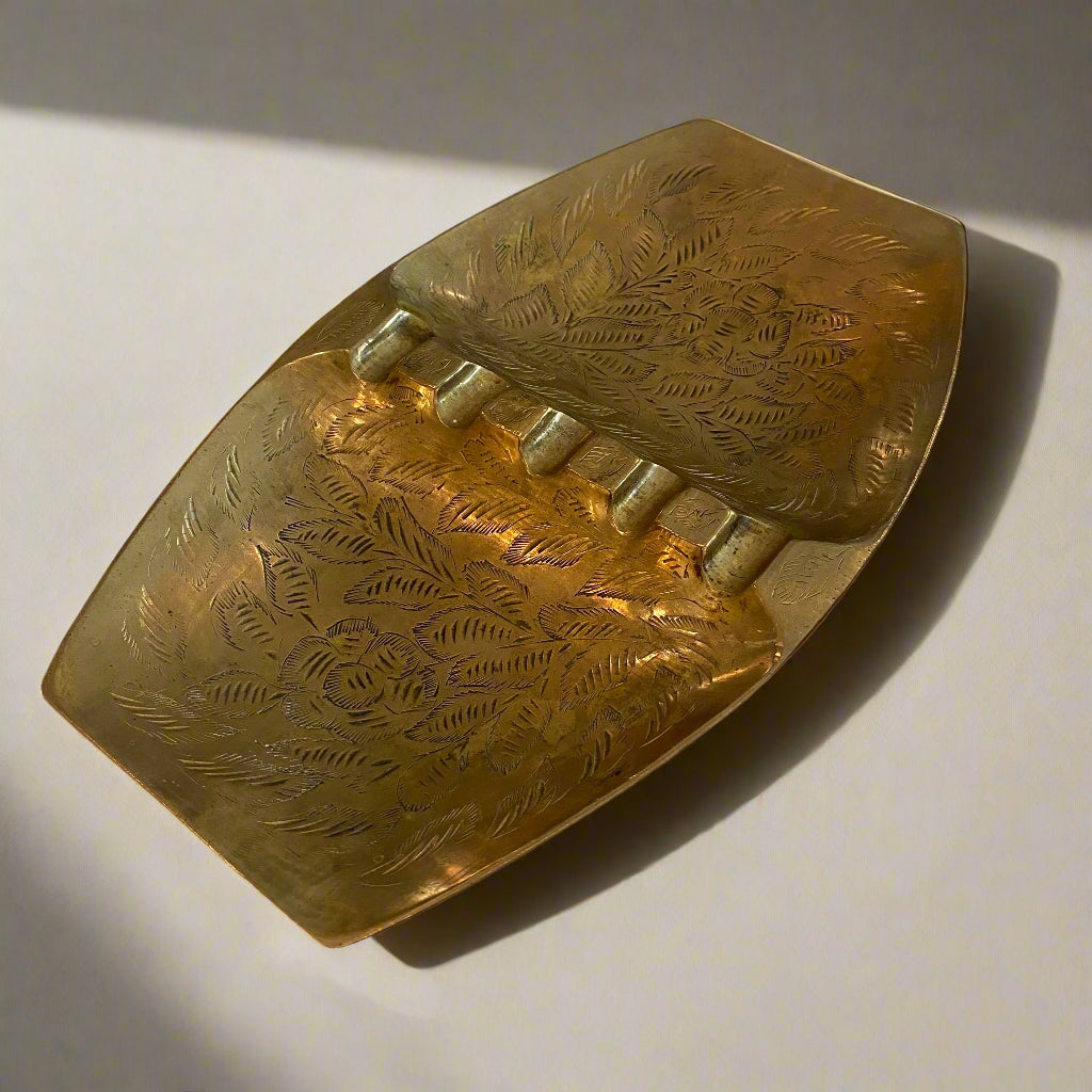 Vintage 1970's Brass Etched Ashtray