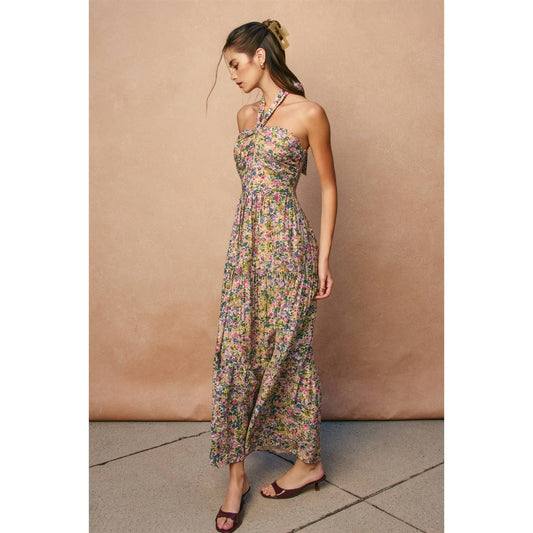Morning Glory Halter Neck Tiered Dress