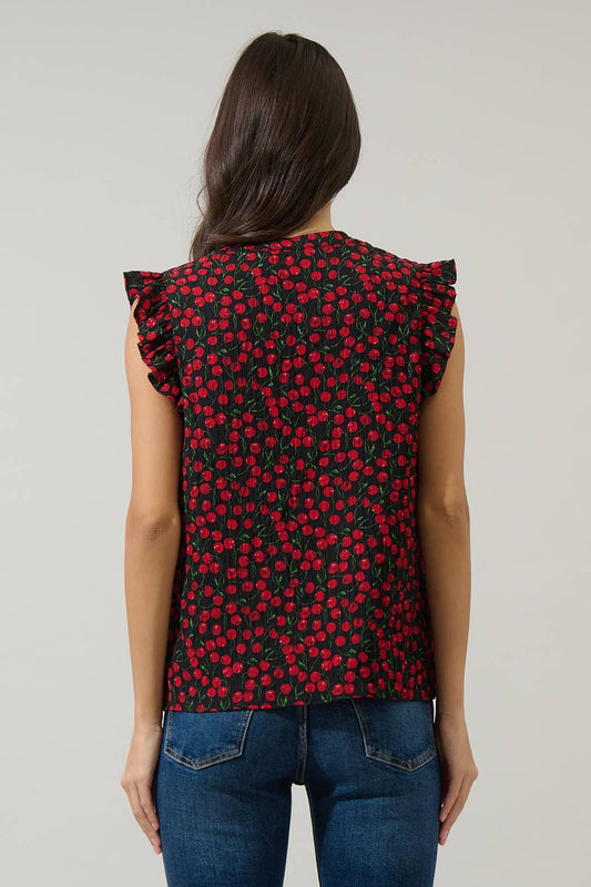 Cherry Crush Ruffle Blouse