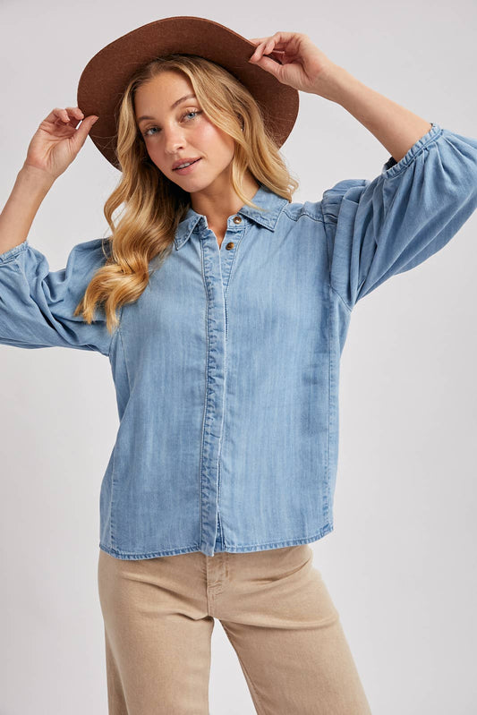 Denim Puff Sleeve Top