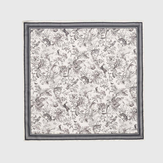 Wolf Garden Toile Black Square Scarf