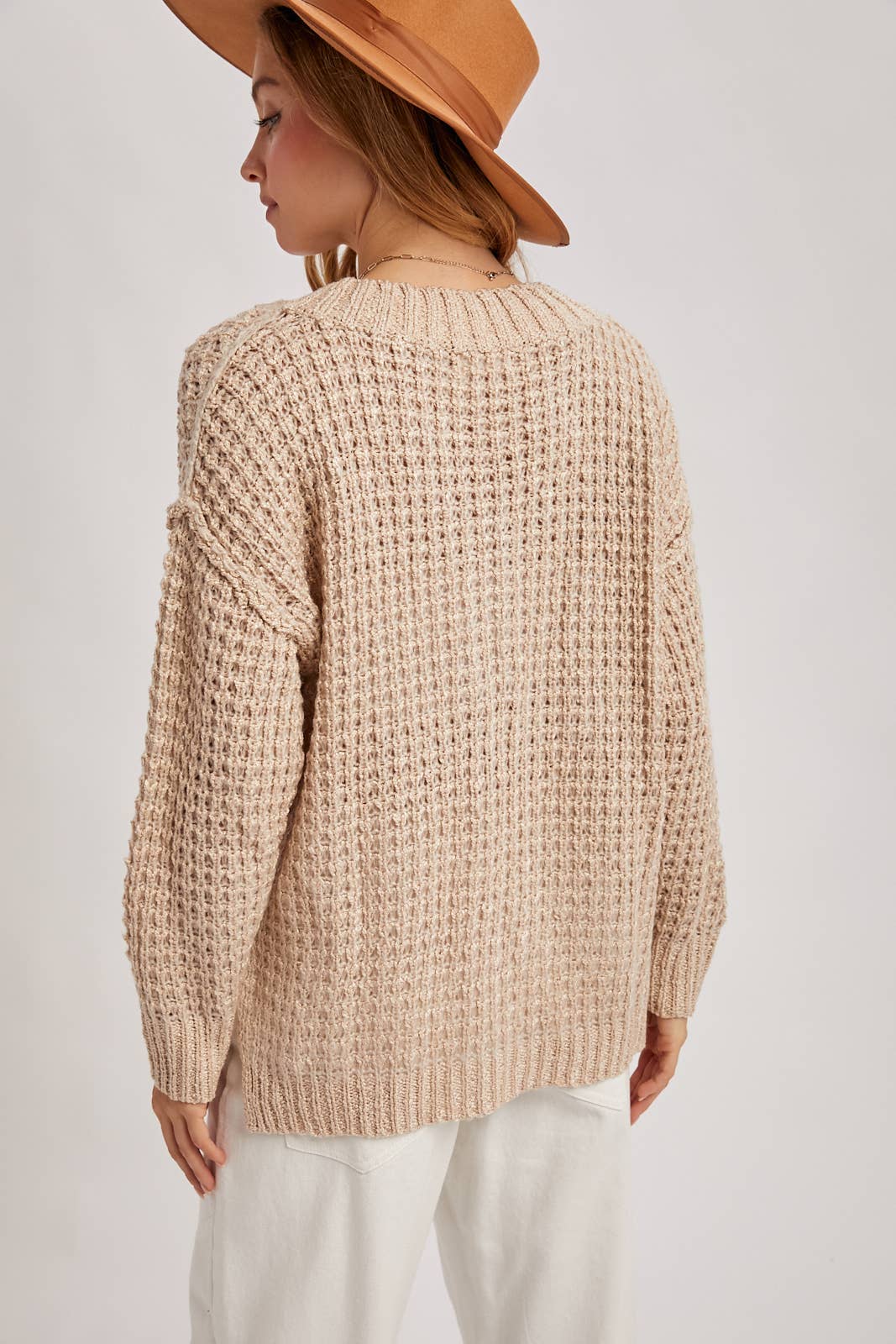 Beige Thermal Henley Sweater