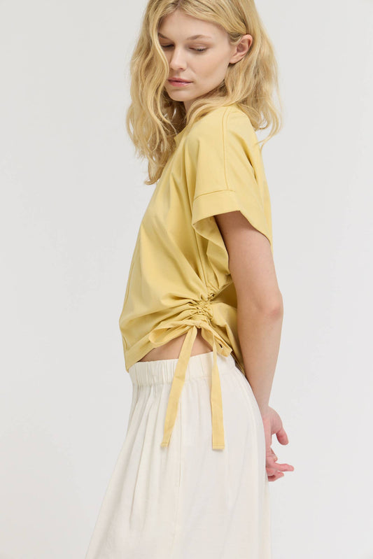 Side Scrunch Tee - Daffodil