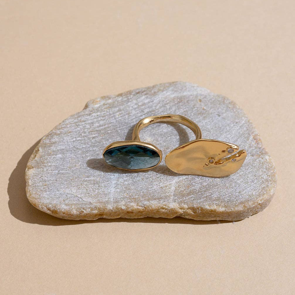 Azure Blue Statement Huggie Ring