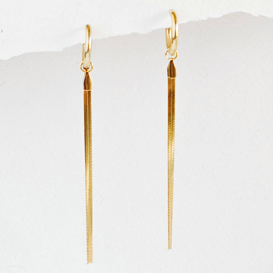 Hoop Huggie Long Chain Earrings