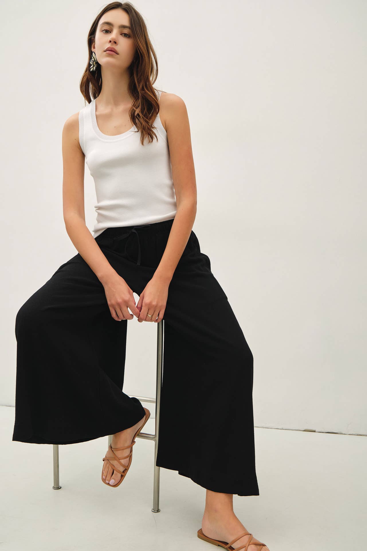 Linen Blend Palazzo Pants