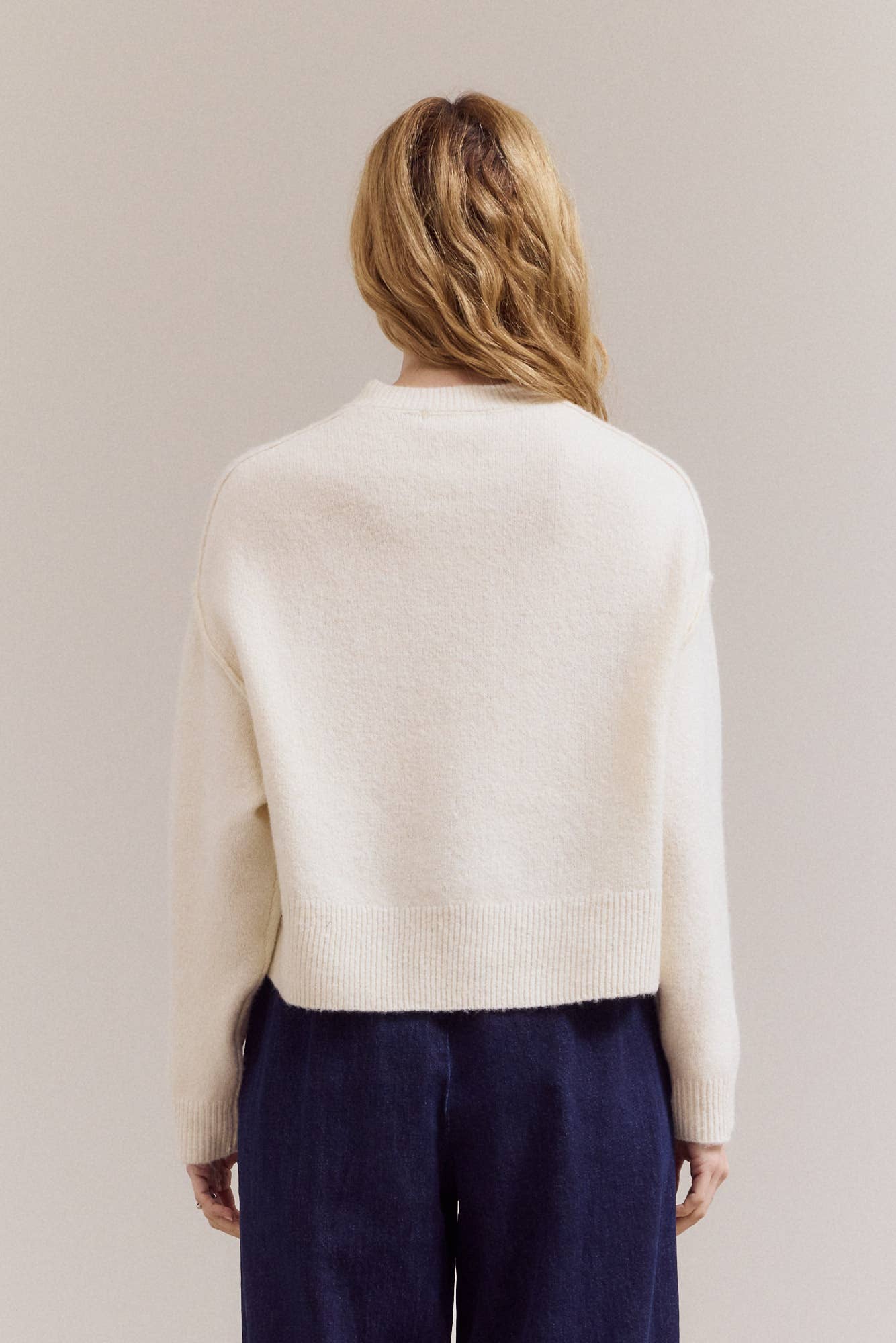 Half Button Down Sweater - Ivory