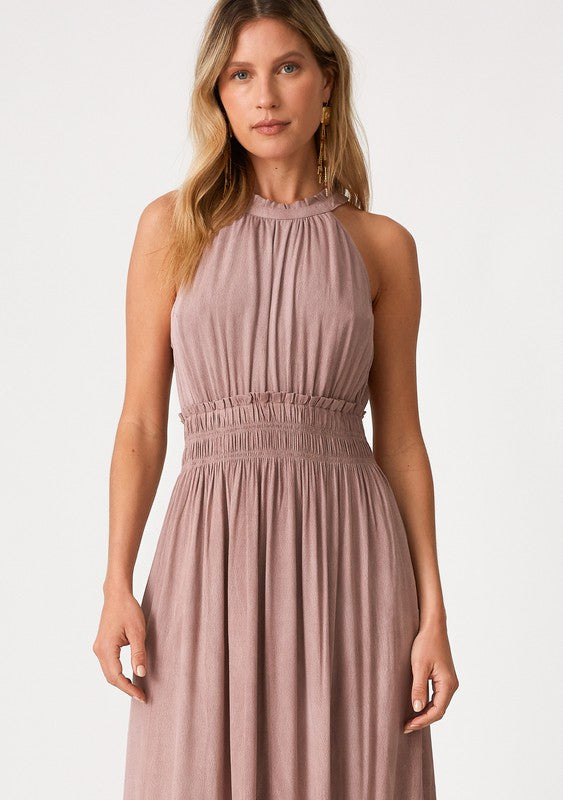 Sleeveless Halter Maxi Dress
