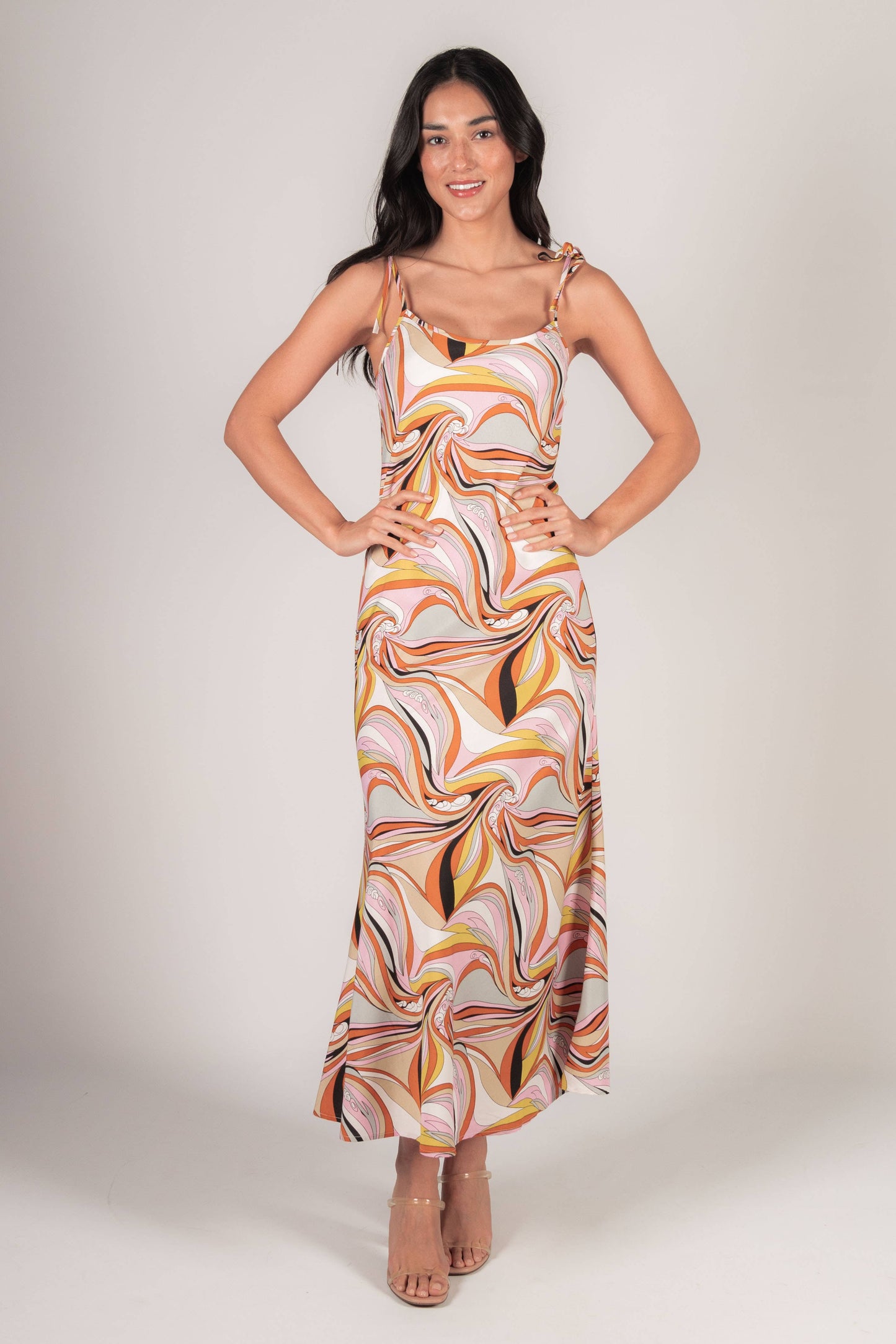 Kaleidoscopic Print Slip Dress