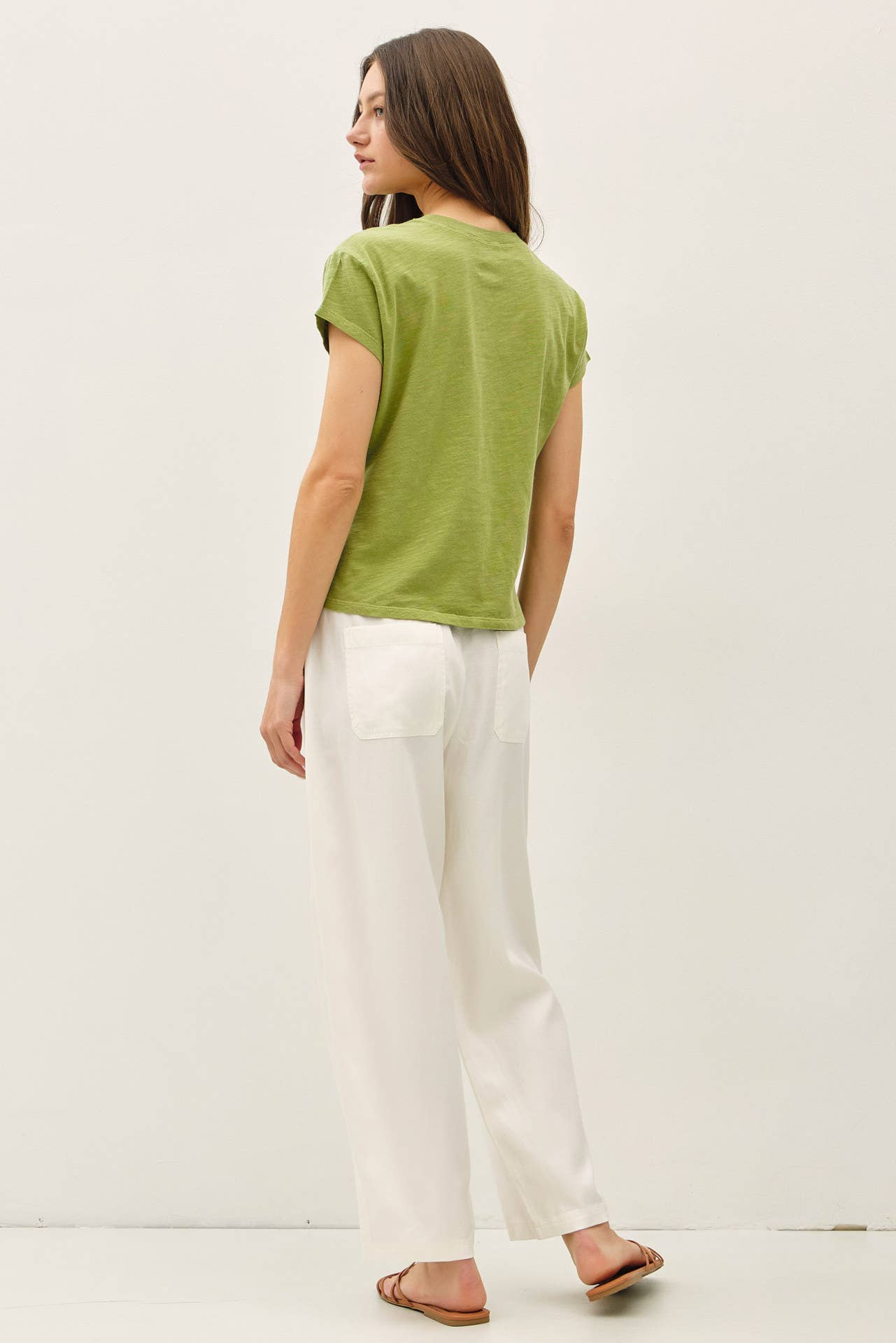 Tencel Linen Blend Tapered Barrel Pant