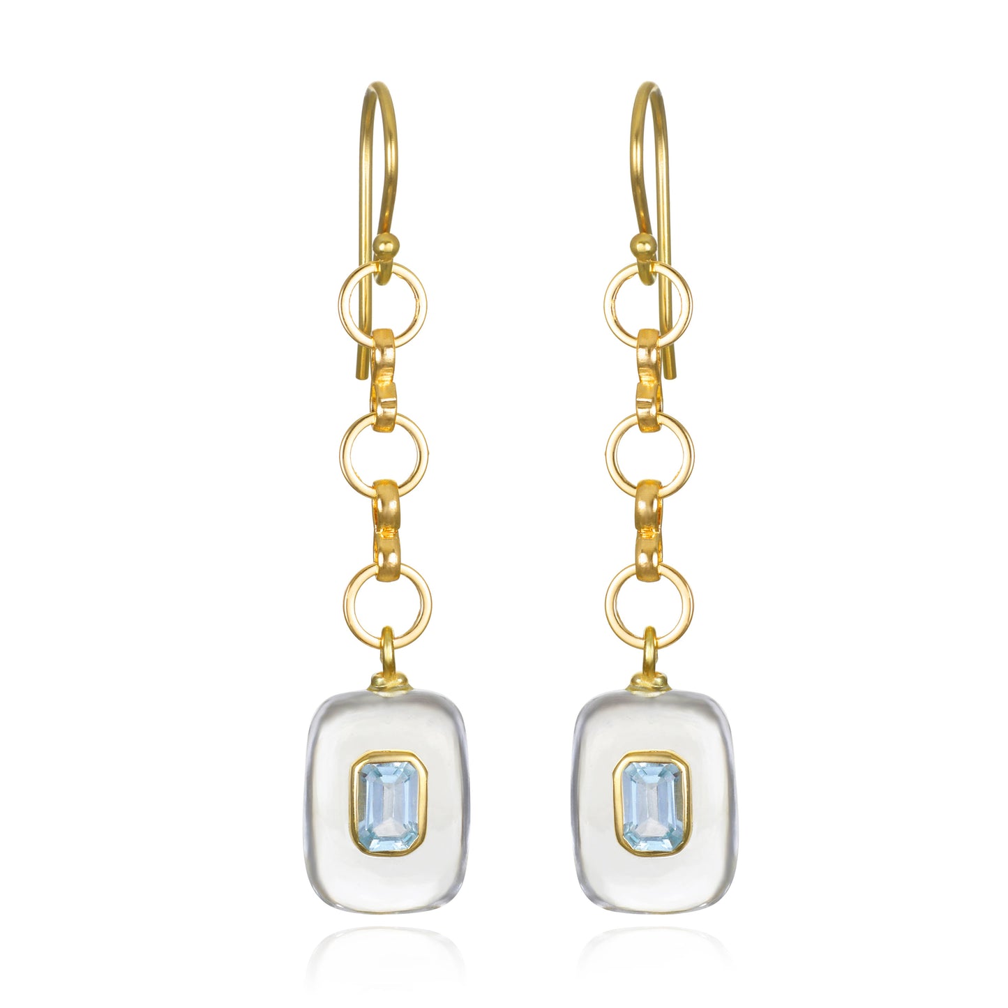 Topaz & Quartz Rectangle Dangle Earrings