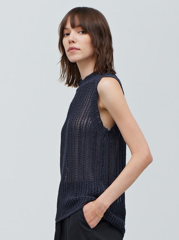 Deep Lake Loose Knit Shell