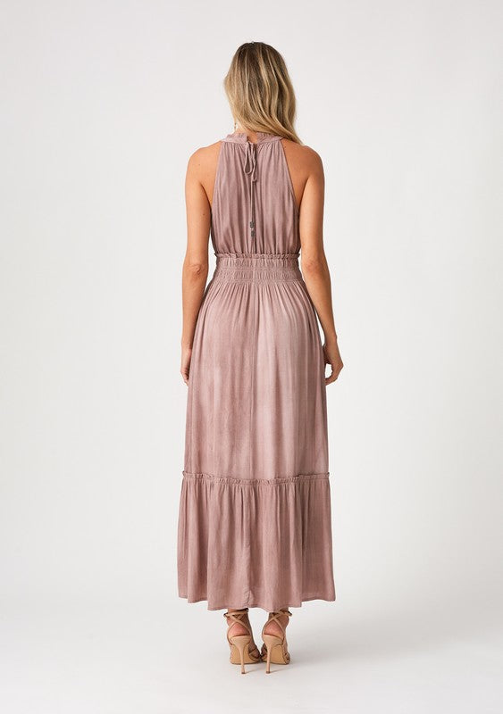 Sleeveless Halter Maxi Dress