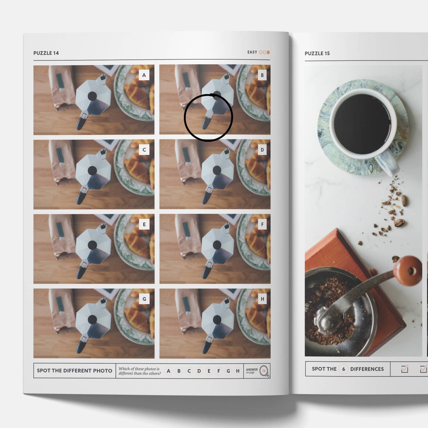 Coffee Spot the Difference Puzzles, I Spy Activity Book