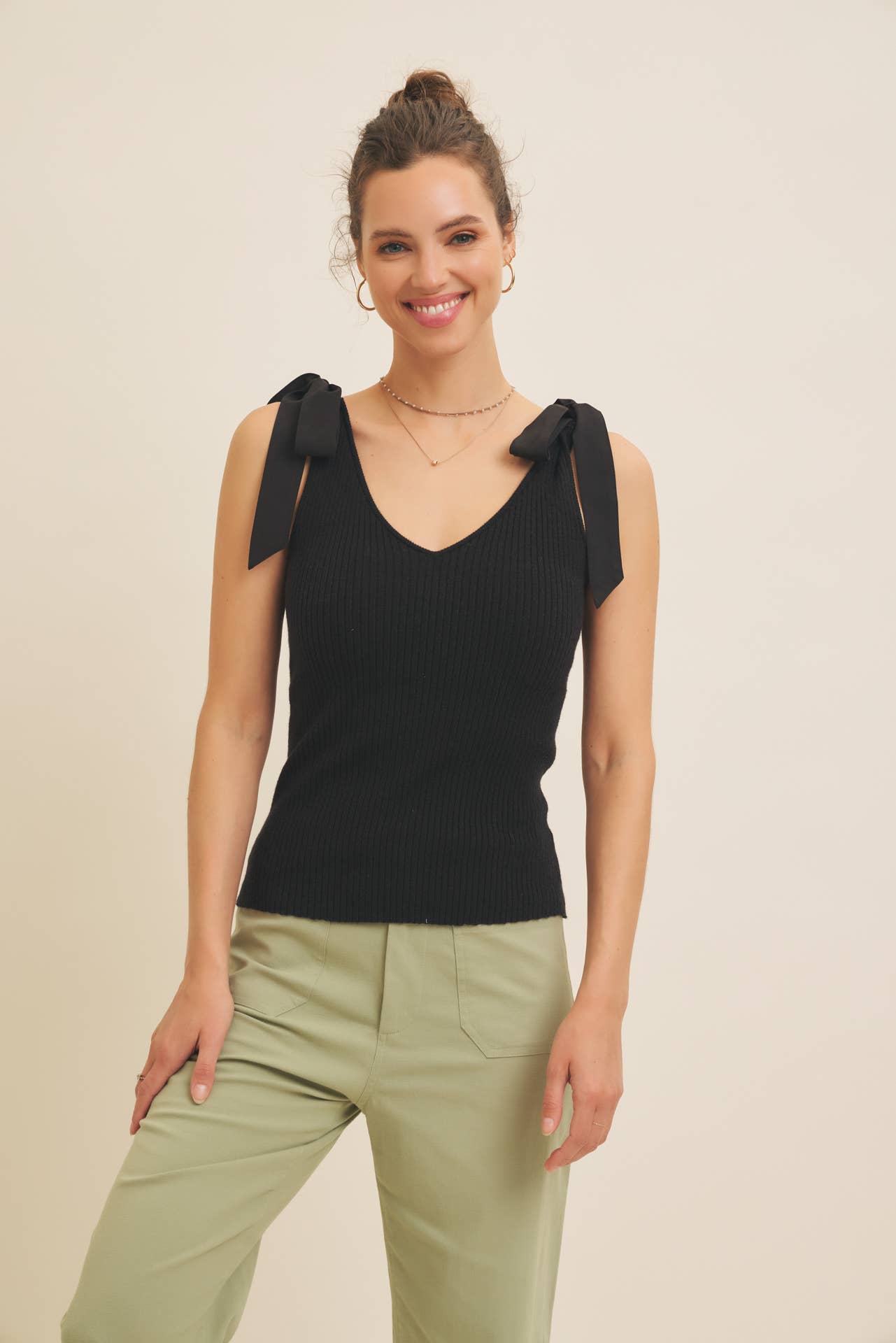 Tie Shoulder Sweater Tank