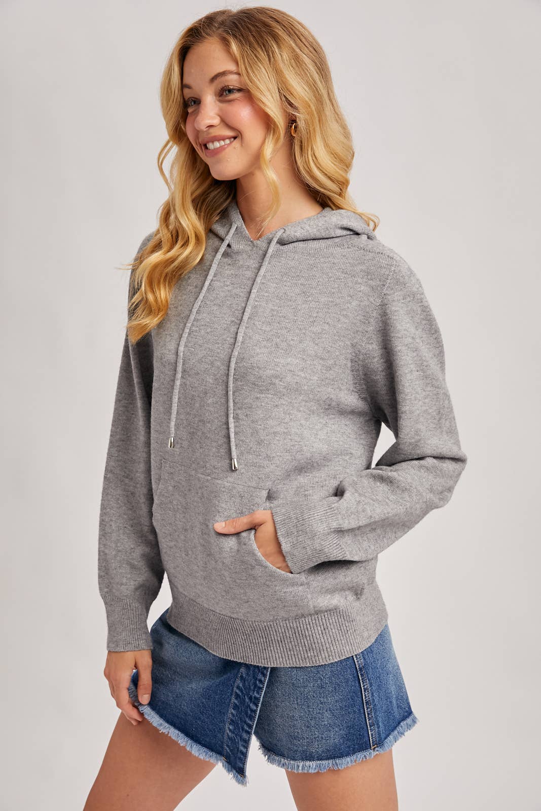 Everyday Knit Sweater Hoodie - Gray