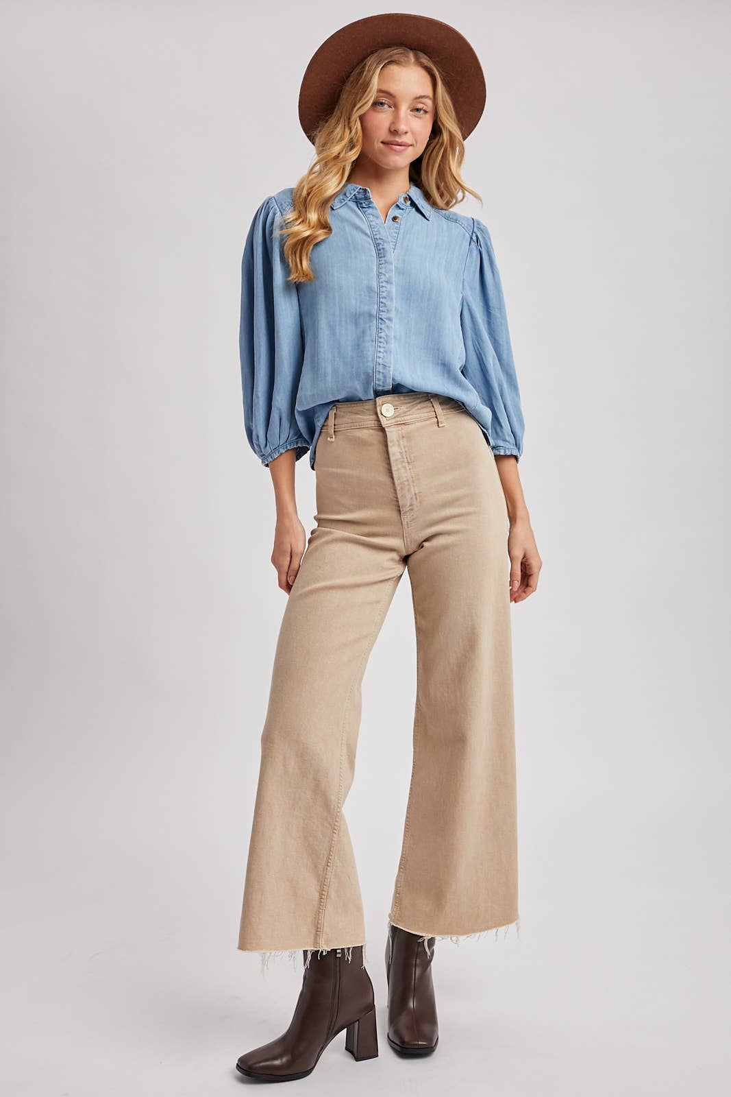 Denim Puff Sleeve Top