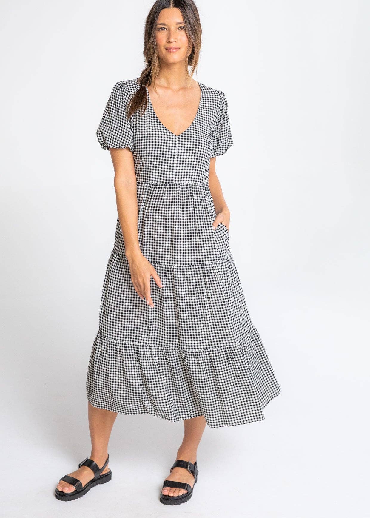open-back tiered midi dress Mint Open Back Sleeveless Tiered Midi Dress