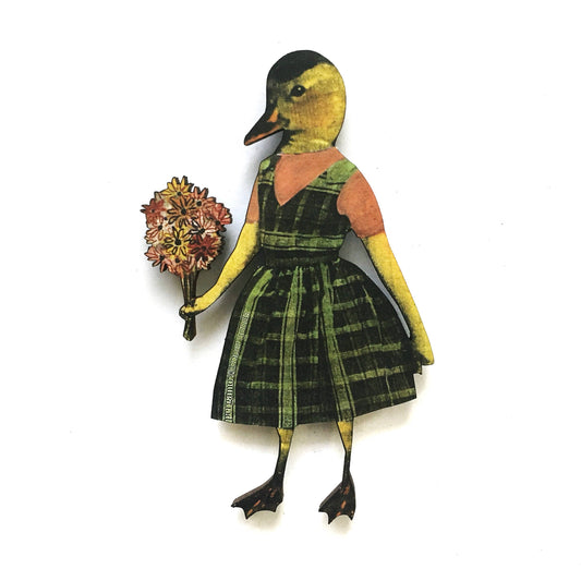 Duck Girl Laser Cut Wood Magnet