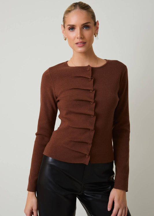 Crew Neck Pleated Sweater Top