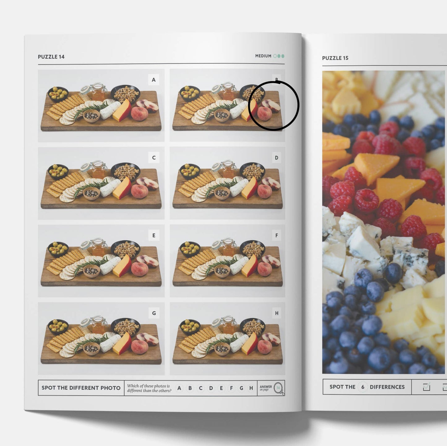 Charcuterie Spot the Difference Puzzles, I Spy Activity Book