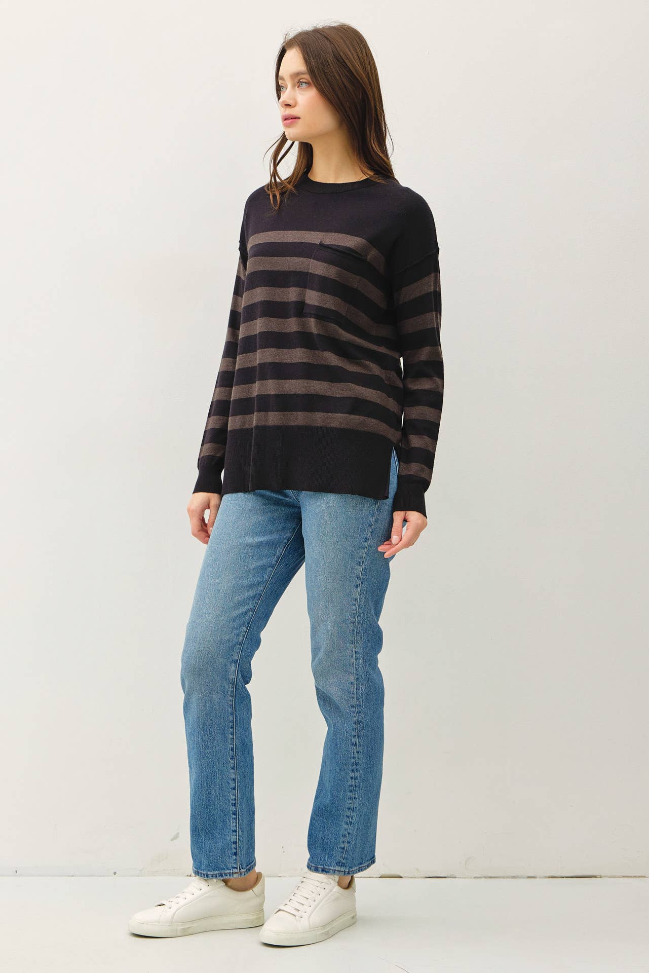 Sarah Striped Basic Sweater