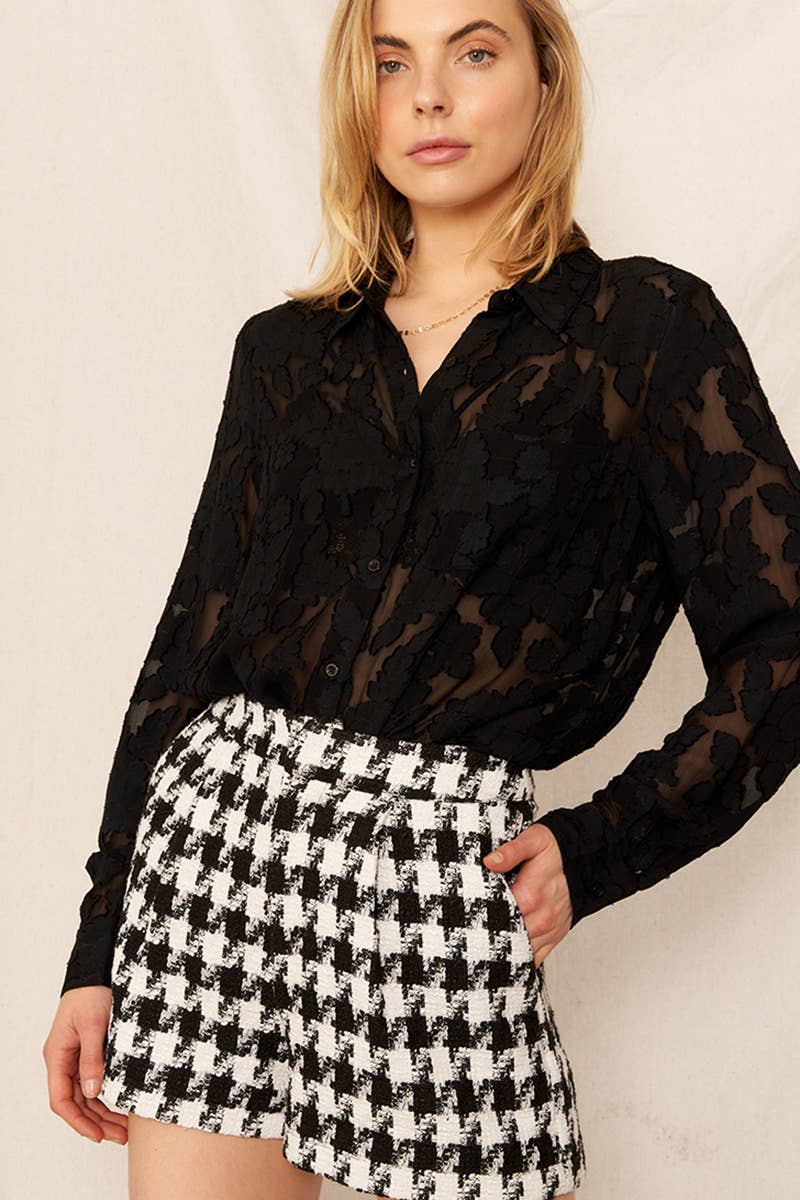 Burnout Button Down Blouse