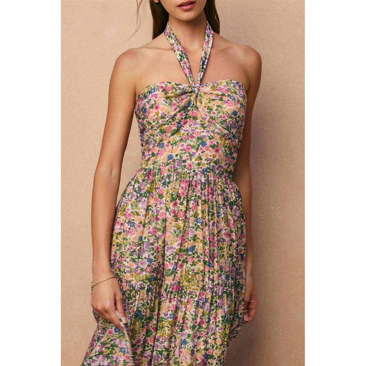 Morning Glory Halter Neck Tiered Dress