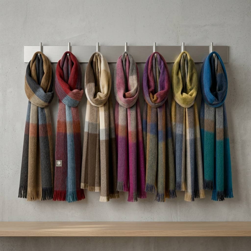 Alpaca Plaid Scarf - Salt Flat