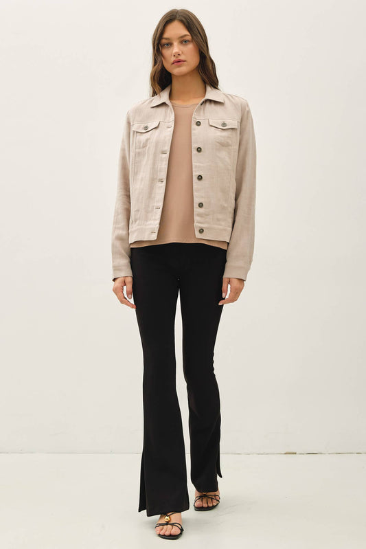 Linen Blend Metal Button Jacket