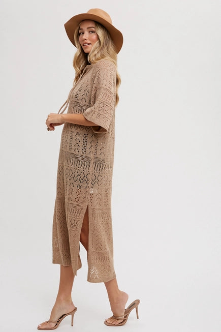 Open Knit Midi Dress/Coverup