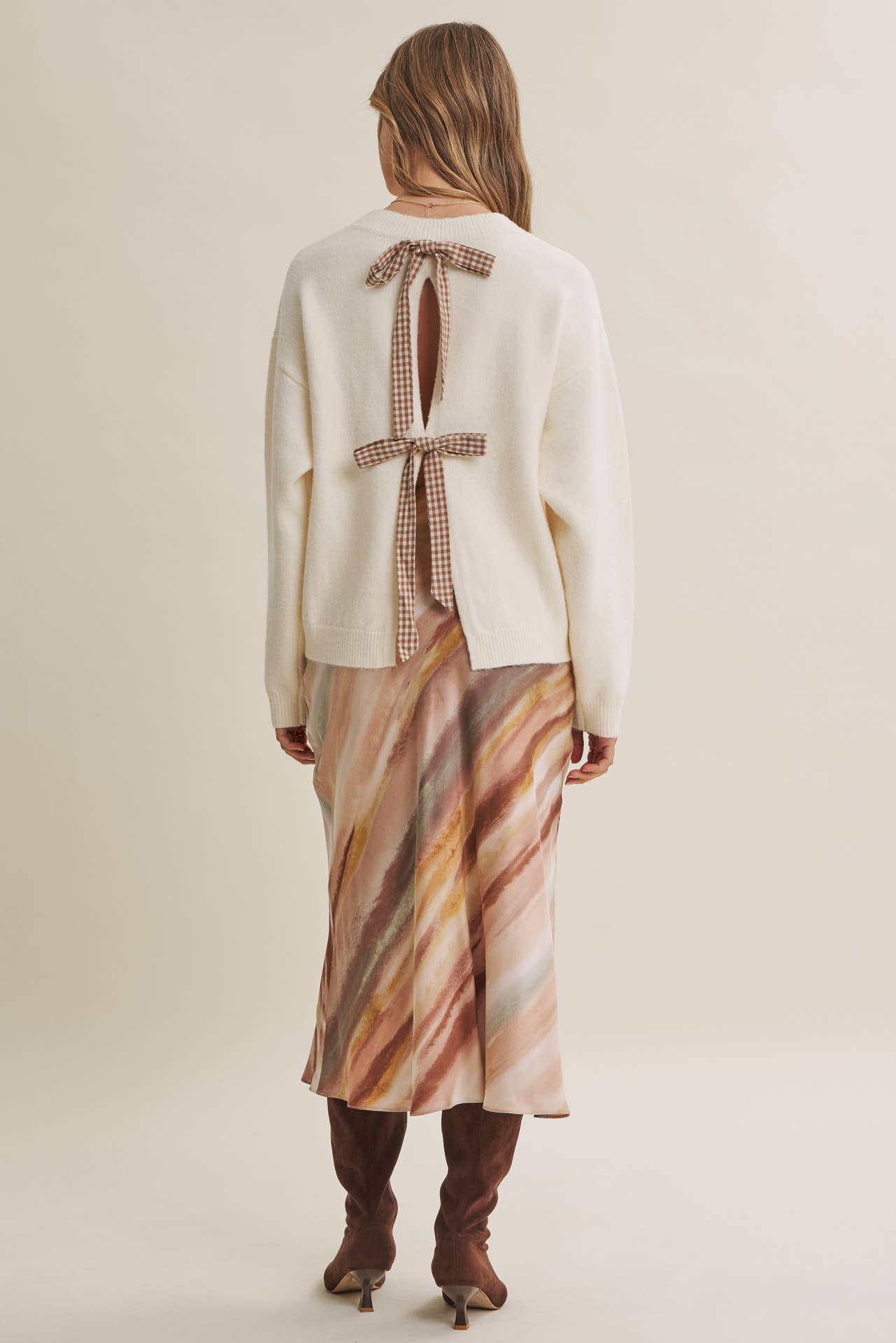 Watercolor Bias Satin Maxi Skirt