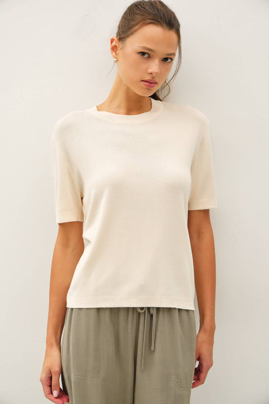 Camille Cashmere-blended Short Sleeve Sweater