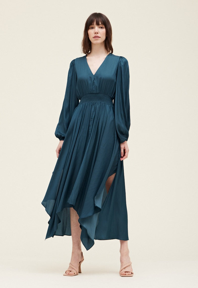 Blue Jewel Double Slit Dress
