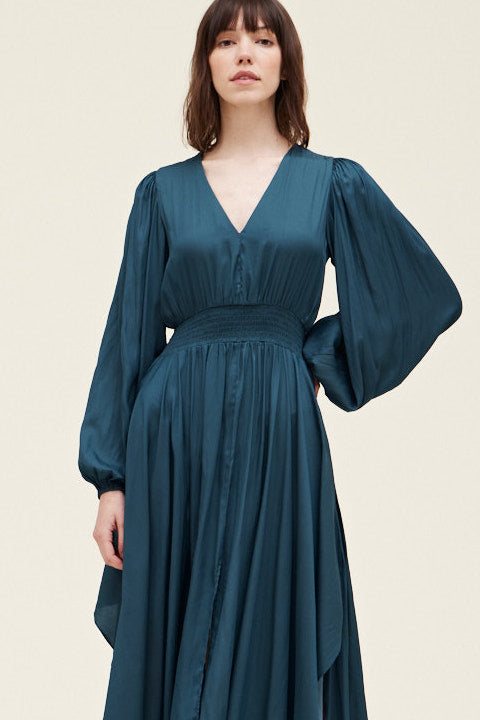 Blue Jewel Double Slit Dress