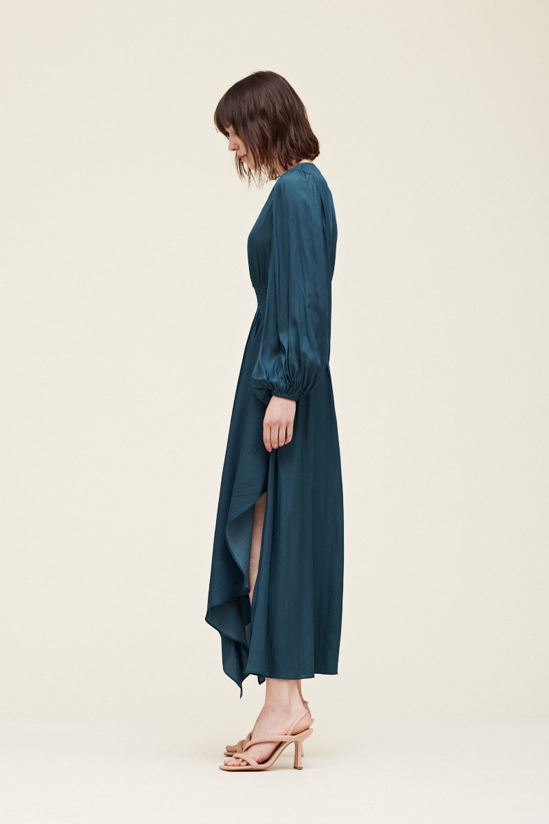 Blue Jewel Double Slit Dress