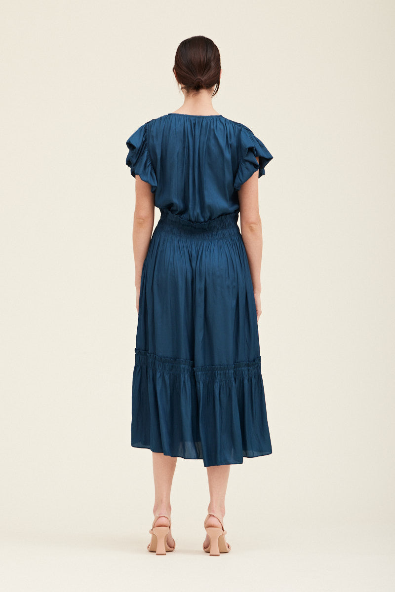 Blue Jewel Satin Dress