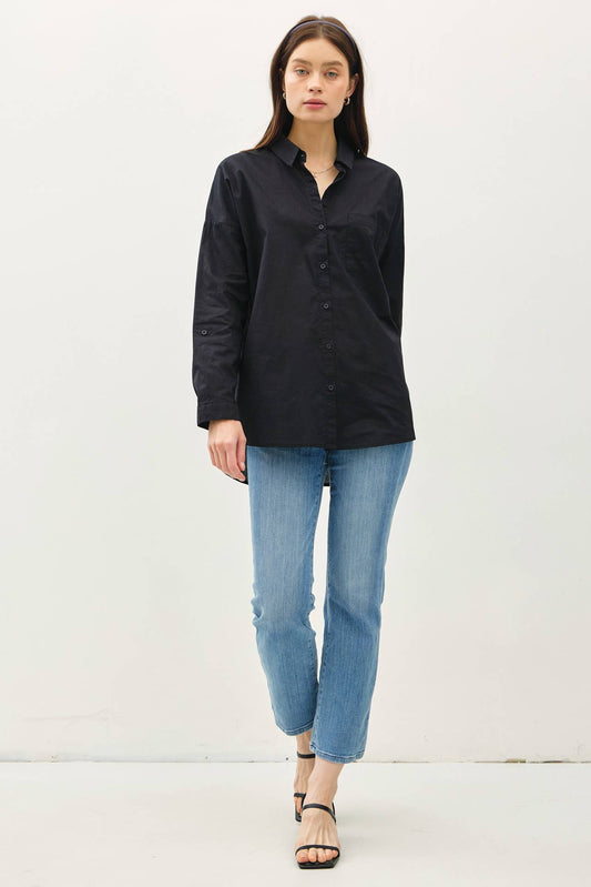 Oversized Basic Cotton Button-up