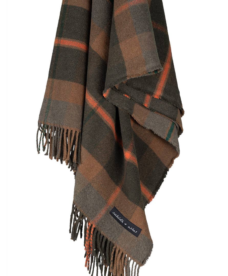 Folk Olive Recycled Wool Throw