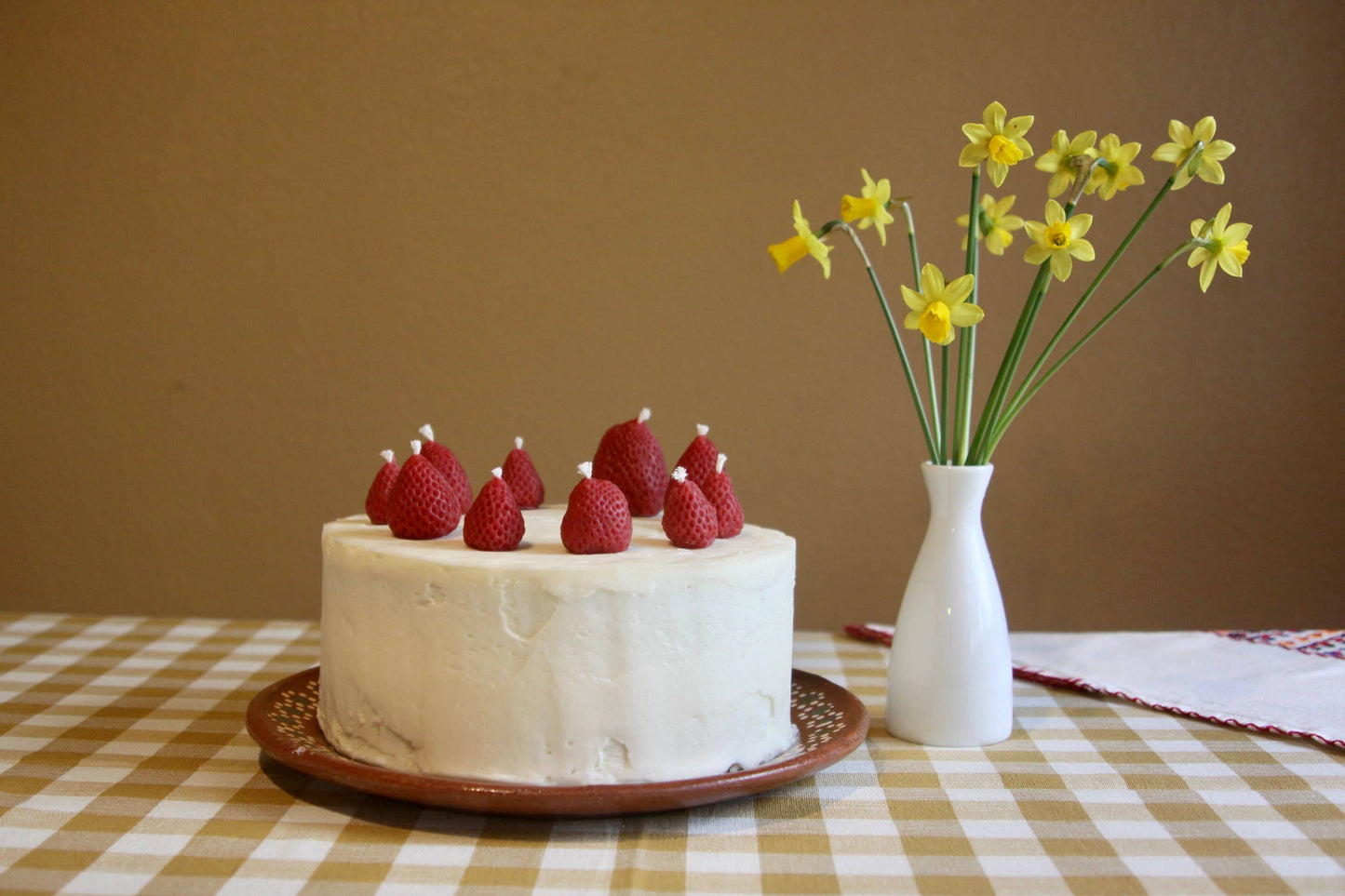 Beeswax Strawberry Birthday Candles