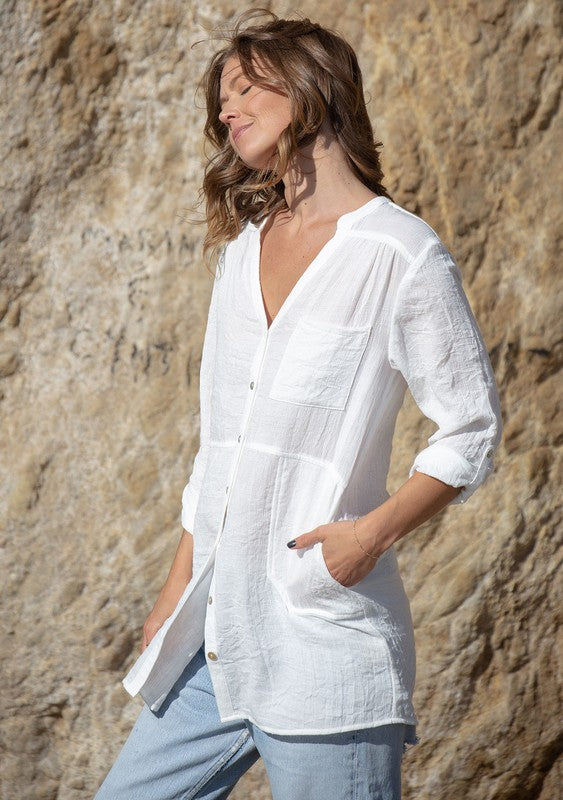 Gauzy Button Down Tunic