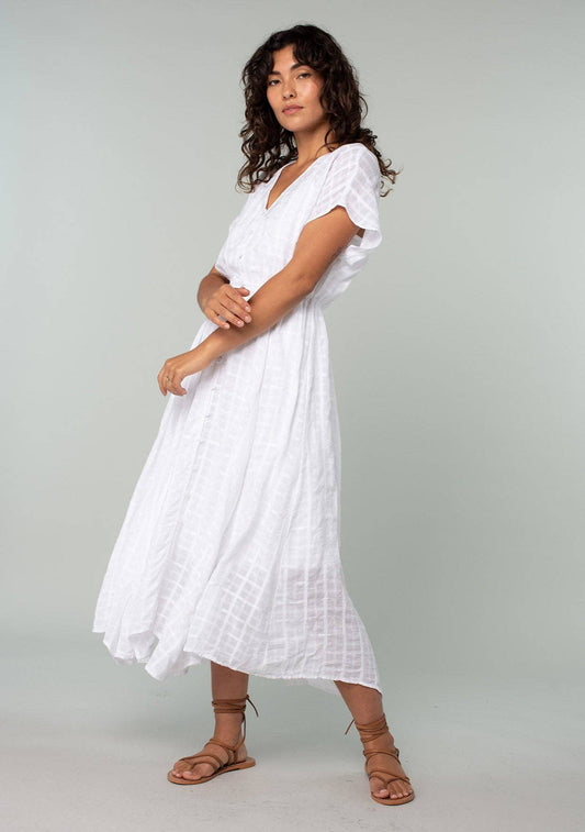 Textured Gingham Handkerchief Midi Dress